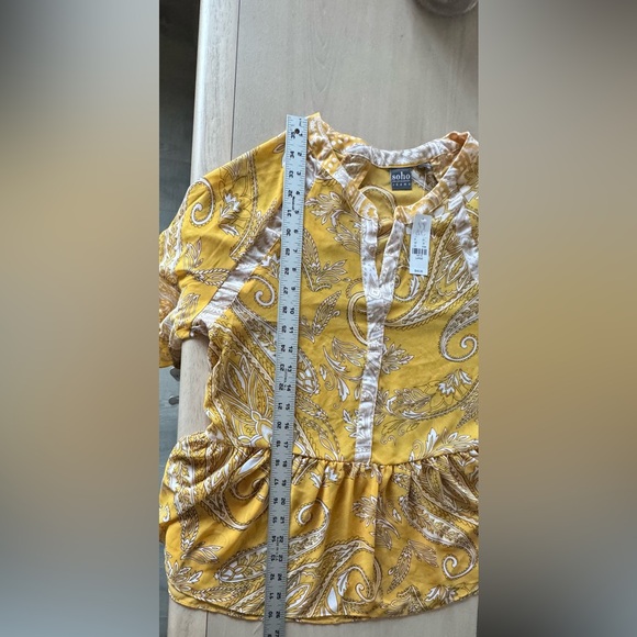 Solo Jeans - New York & Co. Yellow Paisley Blouse / Size Large NWT - Picture 12 of 13